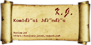 Komlósi Jónás névjegykártya