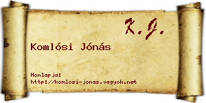 Komlósi Jónás névjegykártya